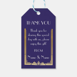 Dank u Labels 1920's Gatsby Navy Twenties Bruiloft Cadeaulabel