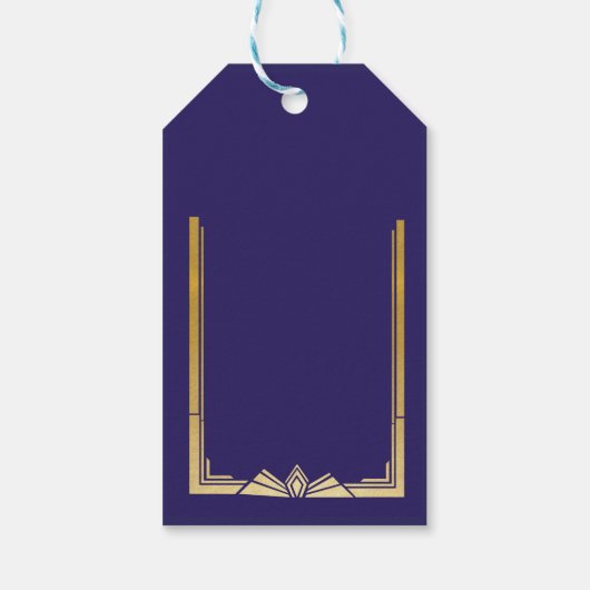 Dank u Labels 1920's Gatsby Navy Twenties Bruiloft Cadeaulabel (Achterkant)