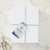 Dank u labels | Blauwe nautische Waterverf Cadeaulabel (Met Touw)