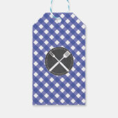 Dank u Labels Bruiloft Blauw Gingham BBQ Krijt Cadeaulabel (Achterkant)
