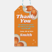 Dank u Labels Bruiloft Retro  Sinaasappel Cadeaulabel (Voorkant)