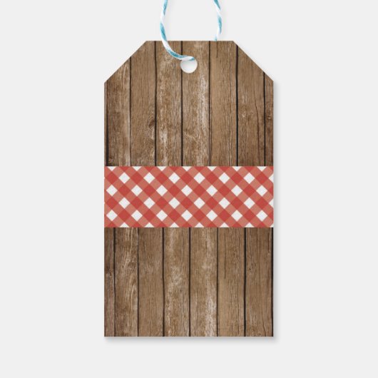 Dank u Labels Bruiloft Rode Gingham BBQ Burlap Cadeaulabel (Achterkant)
