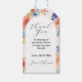 Dank u Labels Bruiloft Zomer Bloemen Modern Cadeaulabel