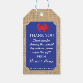 Dank u Labels Crab Boil Beach Blue Wedding Cadeaulabel