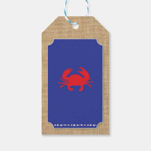 Dank u Labels Crab Boil Beach Blue Wedding Cadeaulabel (Achterkant)