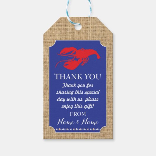 Dank u Labels Crawfish Boil Lobster Beach Bruiloft Cadeaulabel (Voorkant)