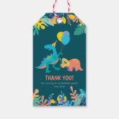 Dank u labels | Dinosaur Party - donkerblauw Cadeaulabel (Voorkant)