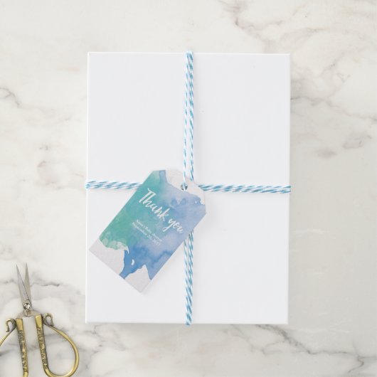 Dank u labels | Favoriete labels | Aqua Waterverf Cadeaulabel (Met Touw)