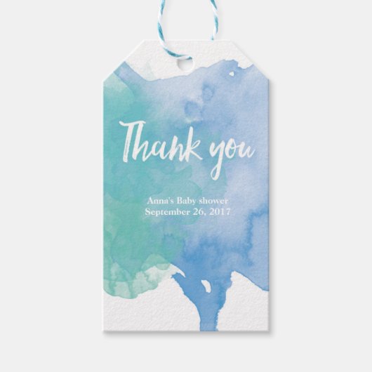 Dank u labels | Favoriete labels | Aqua Waterverf Cadeaulabel (Voorkant)