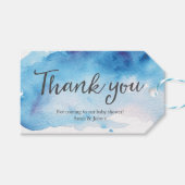 Dank u labels | Favoriete labels | Blauwe Waterver Cadeaulabel (Voorkant (Horizontaal))