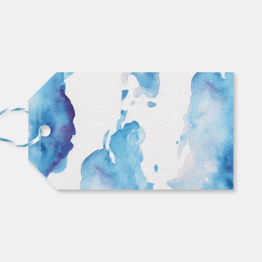 Dank u labels | Favoriete labels | Blauwe Waterver Cadeaulabel (Achterkant Horizontaal)