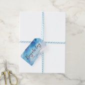 Dank u labels | Favoriete labels | Blauwe Waterver Cadeaulabel (Met Touw)