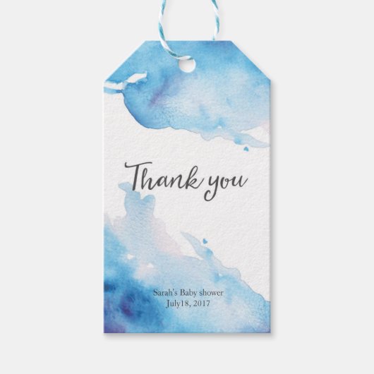 Dank u labels | Favoriete labels | Blauwe Waterver Cadeaulabel (Voorkant)