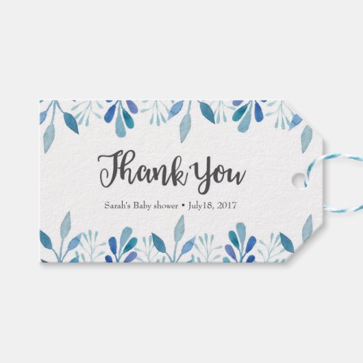 Dank u labels | Favoriete labels | Blauwe Waterver Cadeaulabel (Voorkant (Horizontaal))