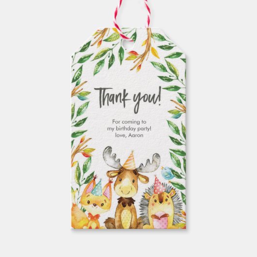 Dank u labels | Favoriete labels | Bosdieren Cadeaulabel (Voorkant)