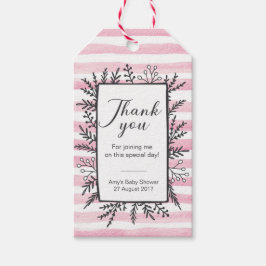 Dank u labels | Favoriete labels roze strepen Cadeaulabel