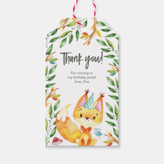 Dank u labels | Favoriete labels | Schattigee vos Cadeaulabel (Voorkant)