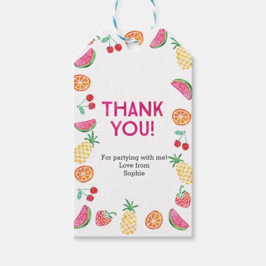 Dank u labels | Favoriete labels | tropische vruch Cadeaulabel (Voorkant)