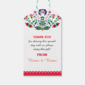 Dank u Labels Fiesta Mexicaans Print Rood Bruiloft Cadeaulabel (Voorkant)