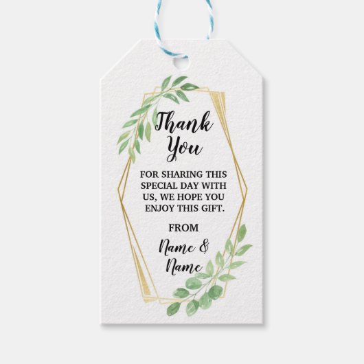 Dank u Labels Gouden bladeren Foliage bruiloft Cadeaulabel (Voorkant)