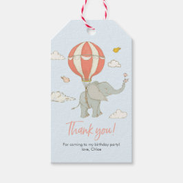 Dank u labels | Olifant heteluchtballon - perzik Cadeaulabel