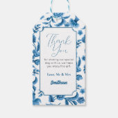 Dank u Labels Trouwen Chintz Blauw & Wit Bloemen Cadeaulabel (Voorkant)