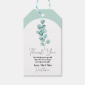 Dank u Labels Trouwen Eucalyptus Green Mint Leaf Cadeaulabel (Voorkant)