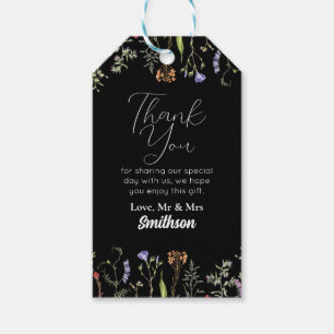 Dank u Labels Wedding Wildflower Bloemen Donker Cadeaulabel