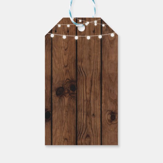 Dank u Labels Wood Favor Lights Elegant Wedding Cadeaulabel (Achterkant)