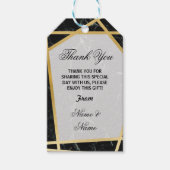 Dank u Labels Zwart Marmeren Favor Gouden Bruiloft Cadeaulabel (Voorkant)