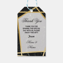 Dank u Labels Zwart Marmeren Favor Gouden Bruiloft Cadeaulabel