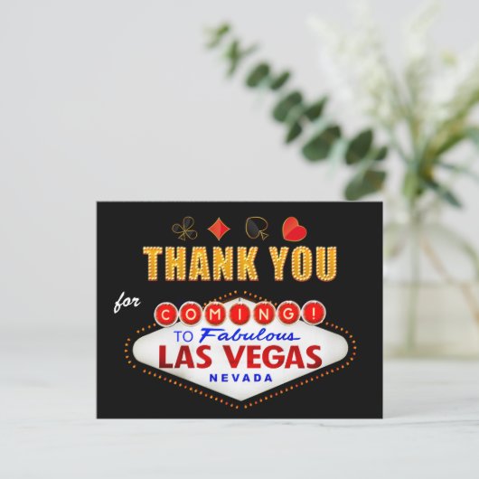 Dank u - Las Vegas teken Fabulous Casino Nacht Briefkaart (Staand voorkant)