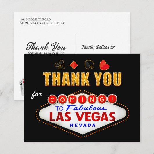 Dank u - Las Vegas teken Fabulous Casino Nacht Briefkaart (Voorkant / Achterkant)