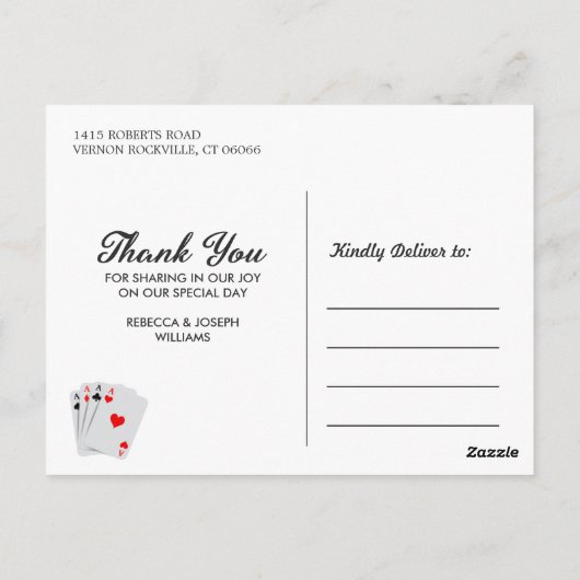 Dank u - Las Vegas teken Fabulous Casino Nacht Briefkaart (Achterkant)