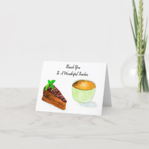 Dank u, leermeester Chocolate Cake en koffie Bedankkaart
