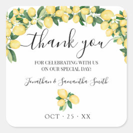 Dank u Lemons Wedding Vrijgezellenfeest Vierkante Sticker