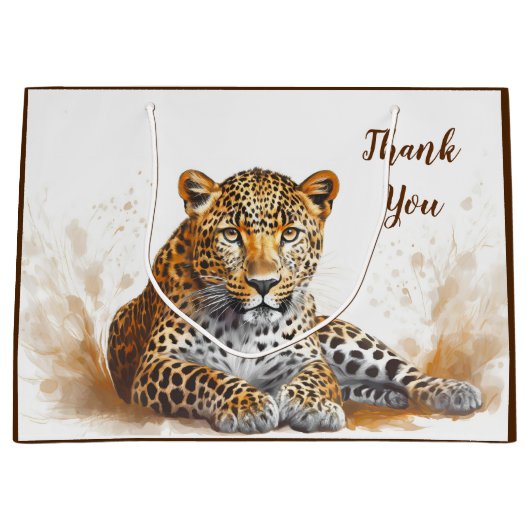 Dank u Leopard Dierenportret Groot Cadeauzakje (Voorkant)