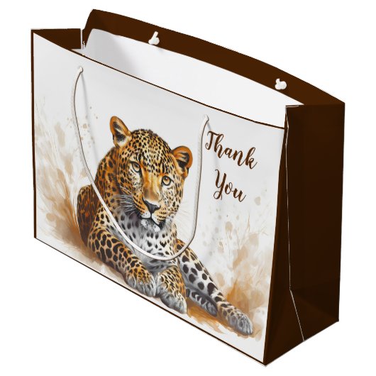 Dank u Leopard Dierenportret Groot Cadeauzakje (Achterkant Gekanteld)