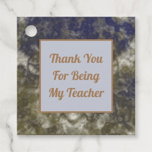 Dank U Leraar Abstract Goud Blauw Waardering Bedankjes Labels (Voorkant)