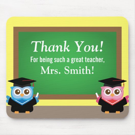 Dank u, leraar, Afstuderen Farewell, Cute Owls Muismat (Voorkant)