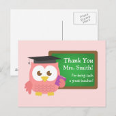 Dank u, Leraar Appreciation Day, Cute Pink Owl Briefkaart (Voorkant / Achterkant)