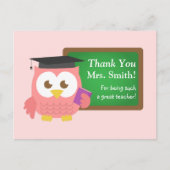 Dank u, Leraar Appreciation Day, Cute Pink Owl Briefkaart (Voorkant)