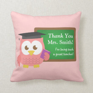 Dank u, Leraar Appreciation Day, Cute Pink Owl Kussen