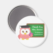 Dank u, Leraar Appreciation Day, Cute Pink Owl Magneet (Voorkant / Achterkant)