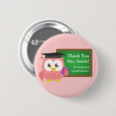 Dank u, Leraar Appreciation Day, Cute Pink Owl Ronde Button 5,7 Cm (Voorkant /achterkant)