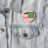Dank u, Leraar Appreciation Day, Cute Pink Owl Ronde Button 5,7 Cm (In situ)