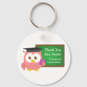 Dank u, Leraar Appreciation Day, Cute Pink Owl Sleutelhanger
