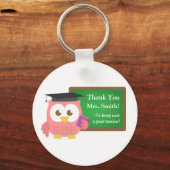 Dank u, Leraar Appreciation Day, Cute Pink Owl Sleutelhanger (Voorkant)
