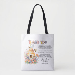 dank u leraar Appreciation honey bee gedicht Tote Bag
