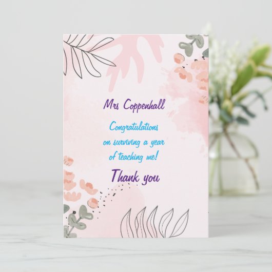 Dank u, leraar. Bewerkbare leraar- en onderliggend Bedankkaart (Staand voorkant)
